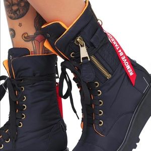 Alien chic combat boots